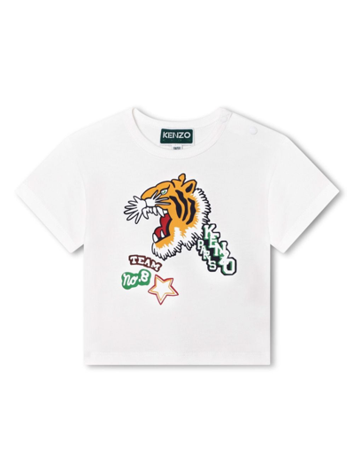 Kenzo Babies' Logo-print Cotton T-shirt In White