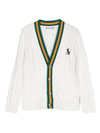 BONPOINT LOGO-EMBROIDERED CABLE-KNIT CARDIGAN
