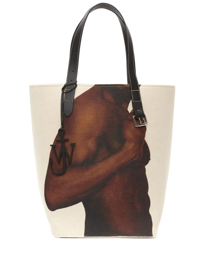 Jw Anderson Print Fabric Belt Tote Bag In Neutrals