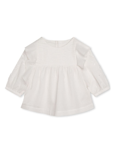 Chloé Babies' Ruffled-trim Organic Cotton Blouse In White