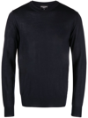 EMPORIO ARMANI EMBROIDERED-LOGO WOOL KNIT SWEATER