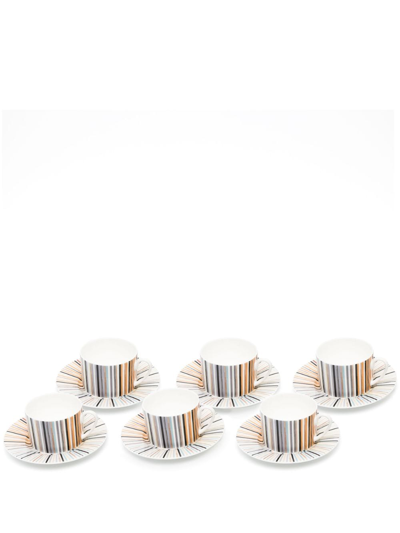 Missoni Set Of Six Striped Tea Set In White