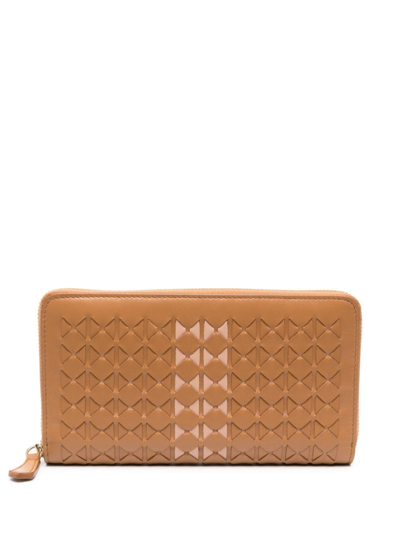 Serapian Mosaico-weaving Leather Wallet In Brown