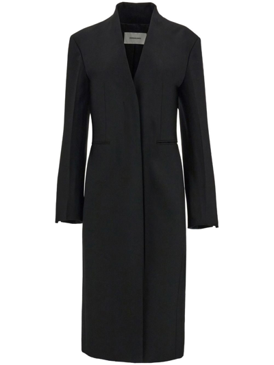 Ferragamo Single-breasted Virgin-wool Coat In Black