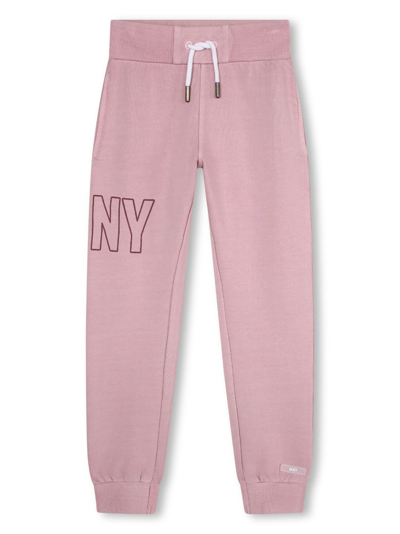 Dkny Kids' Logo-print Cotton Track Trousers In Purple