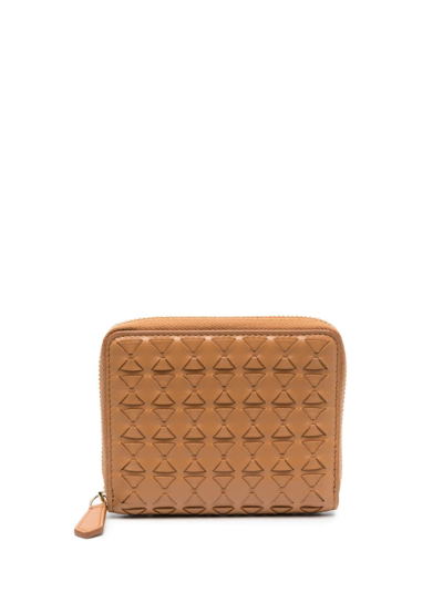 Serapian Mosaico-weaving Leather Wallet In Brown