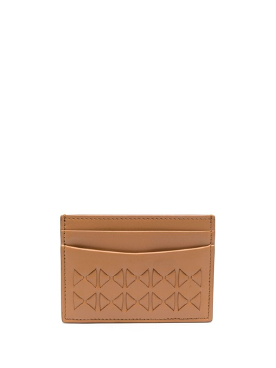 Serapian Mosaico-weaving Leather Cardholder In Brown