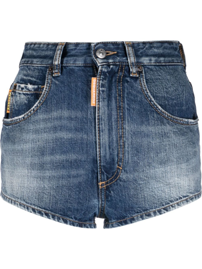 Dsquared2 Logo-patch Denim Shorts In Blue