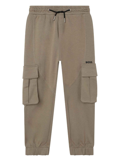 Bosswear Kids' Pockets Drawstring Track Trousers In Brown