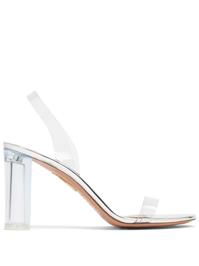 Aquazzura So Nude 105 Pvc Slingback Sandals In Silver