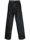 Carhartt Nash Double-knee Wide-leg Jeans In Black