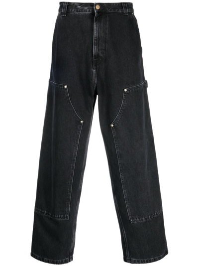 Carhartt Nash Double-knee Wide-leg Jeans In Black