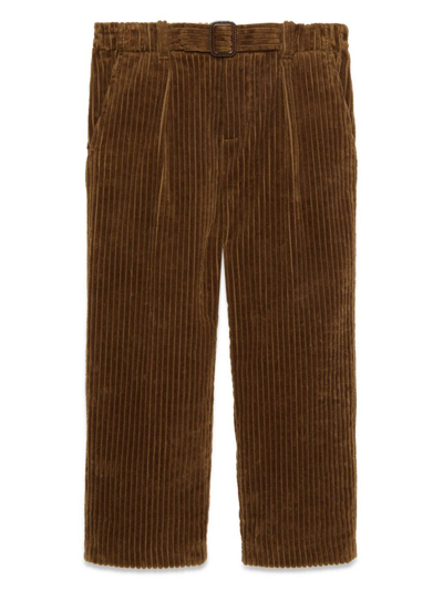 Gucci Kids' Cotton Corduroy Trousers In Brown