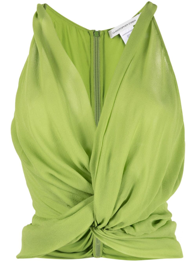 Christopher Esber Draped Silk Top In Green