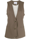 REMAIN BROWN TAILORED WAISTCOAT - WOMEN'S - POLYESTER/ELASTANE/VISCOSE,501122247519972285