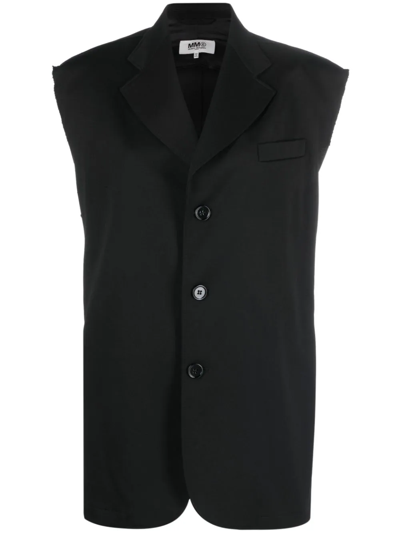 Mm6 Maison Margiela Raw-edge Waistcoat In Black