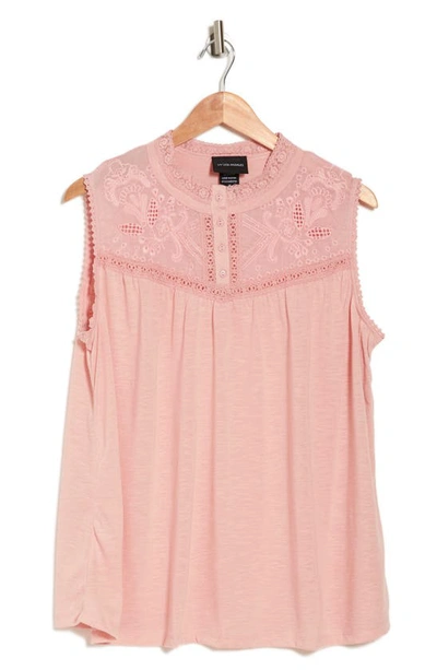 Forgotten Grace Embroidered Cotton Tank Top In Blush