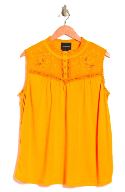 Forgotten Grace Embroidered Cotton Tank Top In Yellow