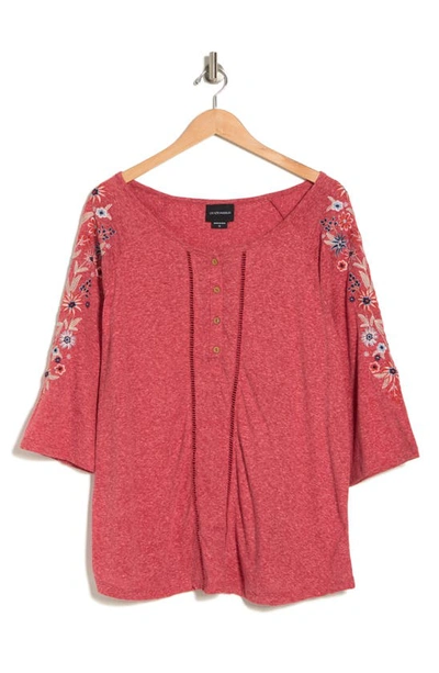 Forgotten Grace Floral Embroidered Blouse In Orange