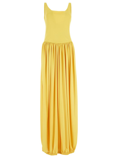 Lanvin Pleated Sleeveless Dress In Yellow