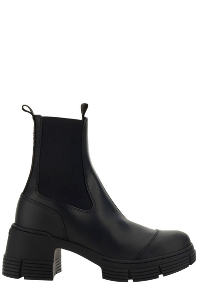 Ganni Chunky-sole Ankle Boots In Black