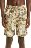Isabel Marant Hydra Abstract Camo Swim Trunks In Beige