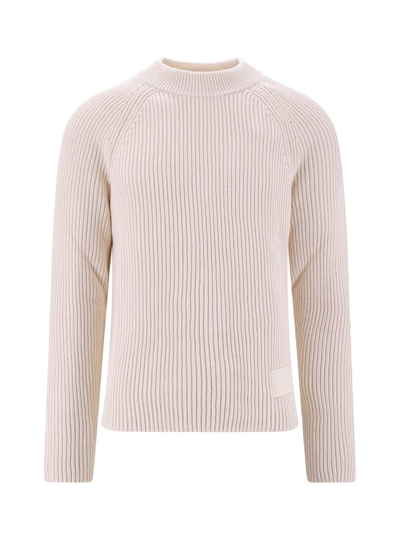 Ami Alexandre Mattiussi Ami Crewneck Knitted Jumper In White