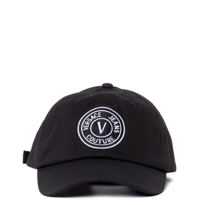 Versace Jeans Couture Logo Embroidered Curved Peak Baseball Cap In Black