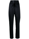 MICHELLE MASON PLEAT-DETAIL HIGH-WAIST SILK TROUSERS