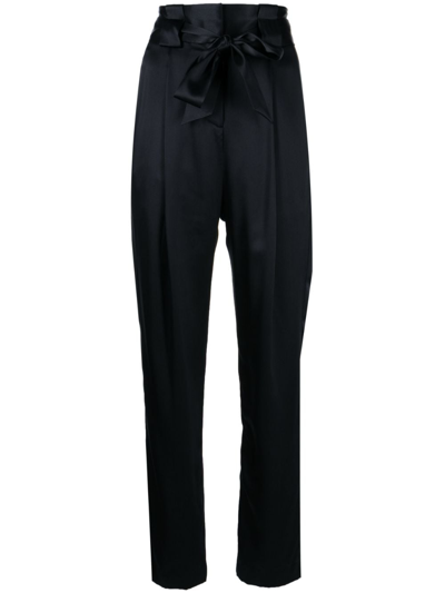 Michelle Mason Pleat-detail High-waist Silk Trousers In Black