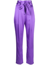 MICHELLE MASON HIGH-WAISTED PLEATED SILK TROUSERS