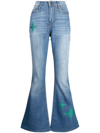 MADISON.MAISON STAR-PRINT HIGH-RISE FLARED JEANS