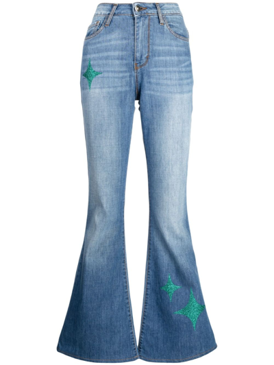 Madison.maison Star-print High-rise Flared Jeans In Blue