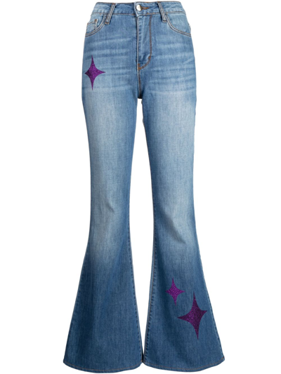 Madison.maison Star-print High-rise Flared Jeans In Blue