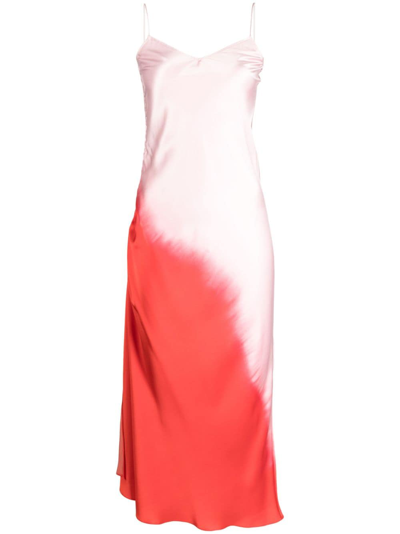 Alejandra Alonso Rojas Gradient-effect Silk Midi Dress In Red