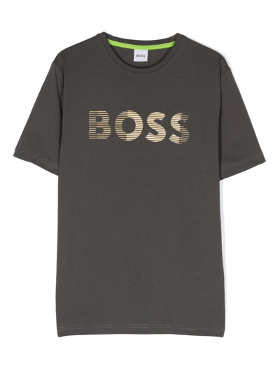 Bosswear Kids' Logo-print Short-sleeve T-shirt In Grey