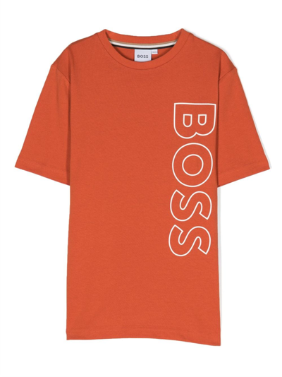 Bosswear Kids' Logo-print Short-sleeve T-shirt In Orange