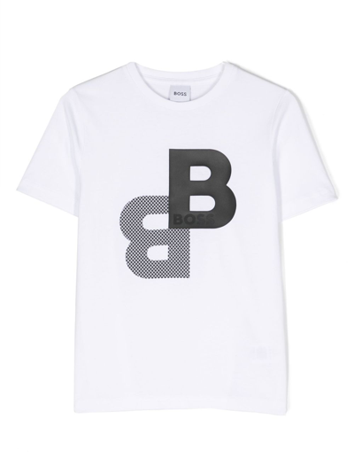 Bosswear Kids' Logo-print Short-sleeve T-shirt In White