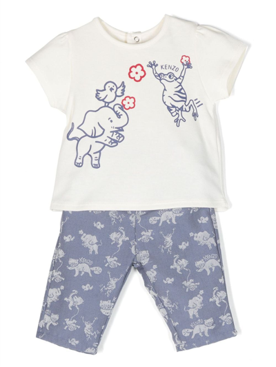 Kenzo Babies' Graphic-print Two-piece Set In White