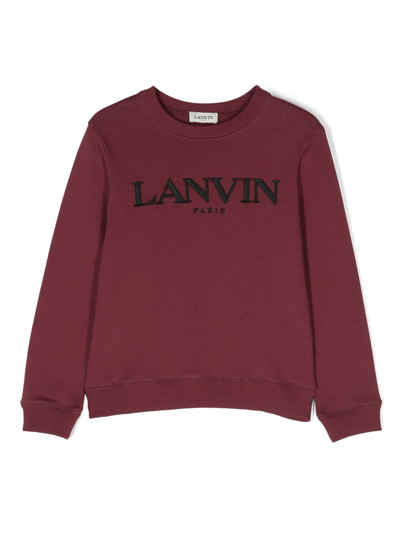 Lanvin Enfant Kids' Logo-embroidered Sweatshirt In Red