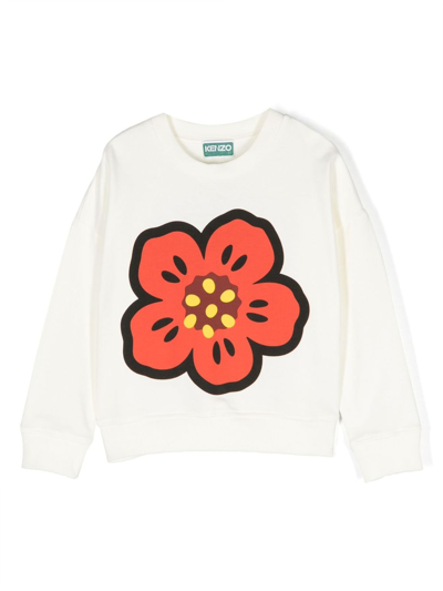 Kenzo Kids' Boke Flower 棉卫衣 In Nude & Neutrals