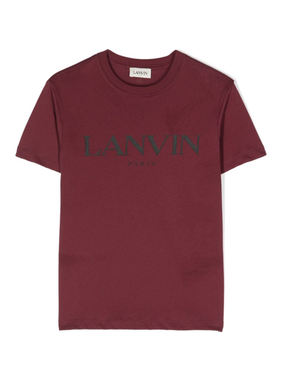 Lanvin Enfant Kids' Logo-print Cotton T-shirt In Red