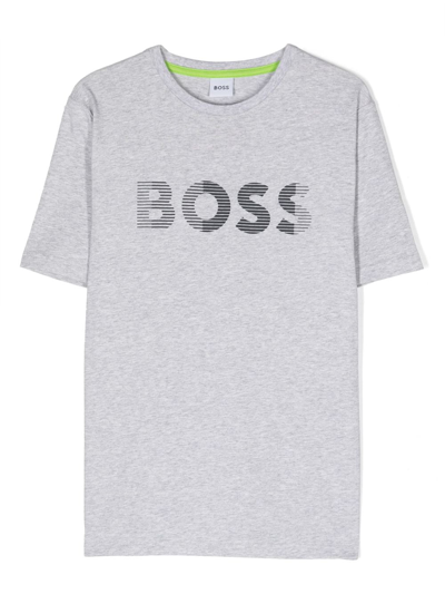 Bosswear Kids' Logo-print Short-sleeve T-shirt In Grey