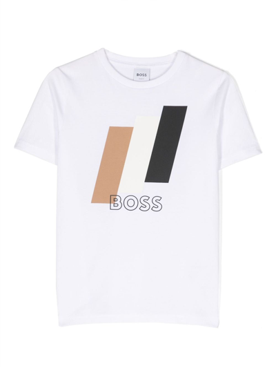 Bosswear Kids' Logo-print Cotton T-shirt In White