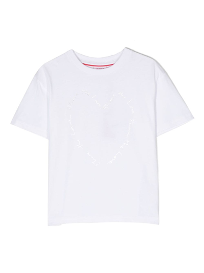 Hugo Kids' Heart-print Short-sleeve Shirt In White