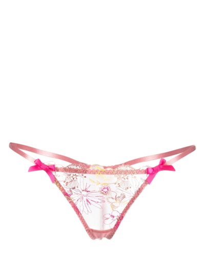Agent Provocateur Zuri Floral-lace Thong In 663700 Dusky Pink/ye