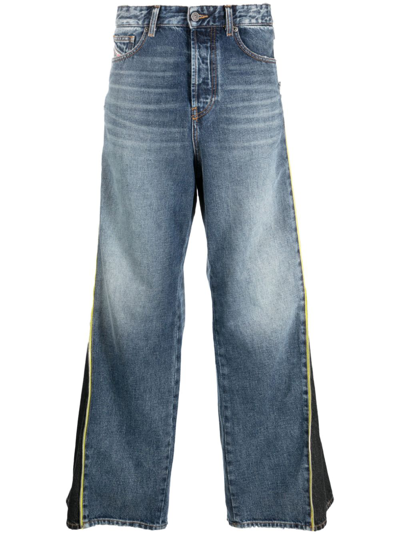 Diesel Logo-patch Wide-leg Jeans In Blue
