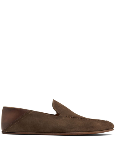 Magnanni Suede Unlined Step In Loafers In Brown