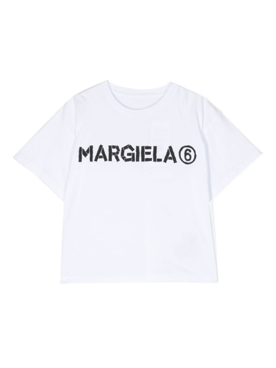 Mm6 Maison Margiela Kids' Logo-print Cotton T-shirt In White