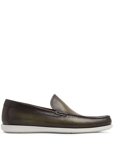 Magnanni Almond-toe Leather Loafers In Brown